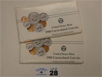 (2) 1988 P&D US Mint Uncirculated Coin Sets
