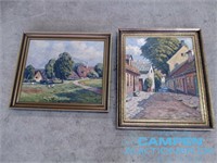 2 malerier på lærred af V. Albertsen . MOMSFRI