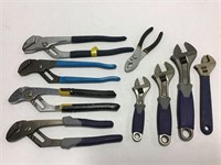 Lot of Adjustable Pliers Wrenches Stanley Kobalt