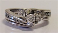 14KT White Gold Diamond Enagagement Ring & Band