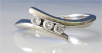 10KT 3 Diamond White Gold Ring Sz. 4.75