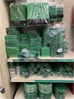 Green Party Supplies, Table Covers, Paper Plates,