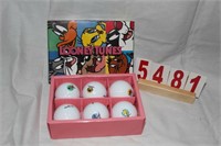 Set of 6 Bridgestone Looney Tune Gold Balls