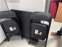 FOLDING BLACK CARD TABLE WITH 4 FOLDING CHAIRS