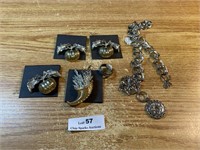 Lot of New Broaches and Ginger Snaps Necklace