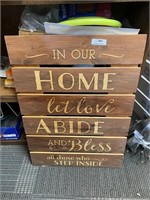 Large "In Our Home" Wooden Sign