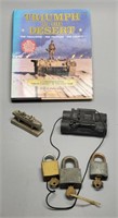 Triumph Book, Locks w/ Keys, Binoculars