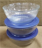 3 - Pyrex Large Glass Bowls