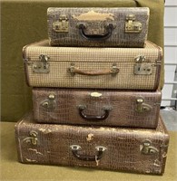 4pc Vintage Stacking Suitcases