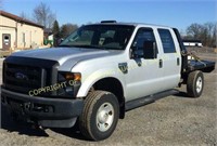 2008 FORD F-250 CREW CAB W/ 8' METAL FLATBED & GOO