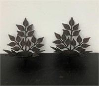2 CAST IRON SCONCE CANDLE HOLDERS