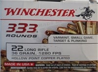 WINCHESTER 22 LR 36 GR HP COPPER PLATED 333 RDS