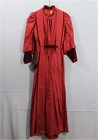 Edwardian Maroon Pleated Evening Gown