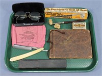 Straight Razor, Antique Toothbrush, etc.