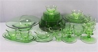 Green Depression Glass Service for 8
