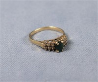 14K Yellow Gold Sapphire & Diamond Ring, 2.4g TW