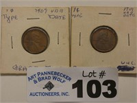 (2) 1909 V.D.B Wheat Pennies