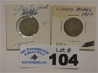 1902 & 1909 Liberty Head V Nickels