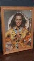VINTAGE SIGNED CHERYL LADD FRAMED MIRROR PICTURE
