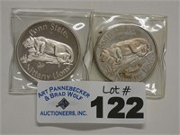 (2) 1 Troy Ounce Penn State Silver Rounds