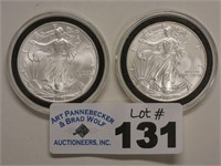 (2) 2006 American Eagle Silver Dollars
