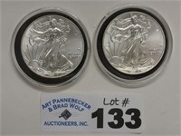 (2) 2014 American Eagle Silver Dollars