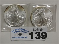 (2) 2015 American Eagle Silver Dollars
