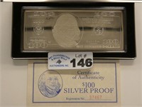 $100 Silver Proof 4 oz. Troy
