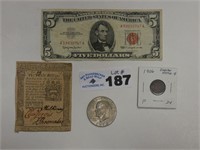 1963 Red Seal $5, 1906 Indian Head, Etc