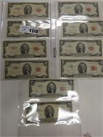 (10) Series 1953 $2 Red Seal Bills