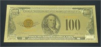 24k Gold Foil Pressed One-Hundred Dollar Bill