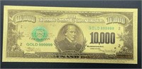 24k Gold Foil Pressed Ten-Thousand-Dollar Bill