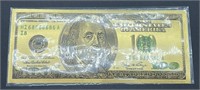 24k Gold Foil Pressed One-Hundredth Dollar Bill