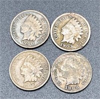 (4) Indian Head Pennies 1888, 1903, 1903 and 1900