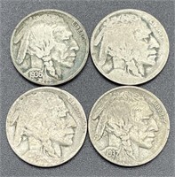 (4) Buffalo Nickels 1936, 1937, and (2) Unknown