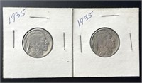 (2) 1935 Buffalo Nickels