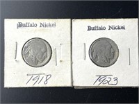1918 and 1923 Buffalo Nickels