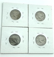 (4) Buffalo Nickels: 1937, 1937-D, 1935 and 1935-D