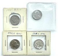 (4) Uncirculated Jefferson Nickels: 1958, 1963