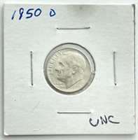 1950-D Dime, Uncirculated, Silver