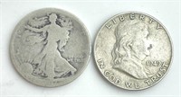 1949 Franklin Half Dollar and Walking Liberty