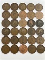 (30) Great Britain One Penny Coins