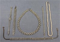5pc. Rhinestone Jewelry + Pearl Necklace