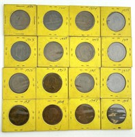 (16) Great Britain One Penny Coins