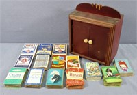 Vtg. Playing Card Cabinet w/ Contents