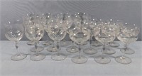 18pc. Etched Glass Stemware