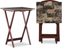 Linon Home Decor Tray Table Set, Faux Marble