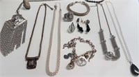 ASSORTMENT OF COSTUME & STERLING JEWELLERY