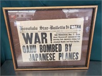 Pearl Harbor 1st Edition Framed News Paper