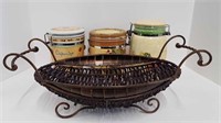 BASKET + 3 CANISTERS + SERVING TRAY